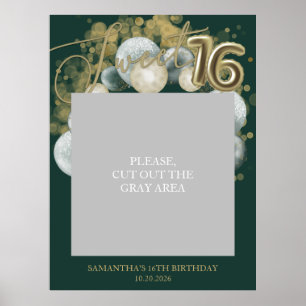 Poster Balões de Aniversário de 16 Anos Dourados Prop de