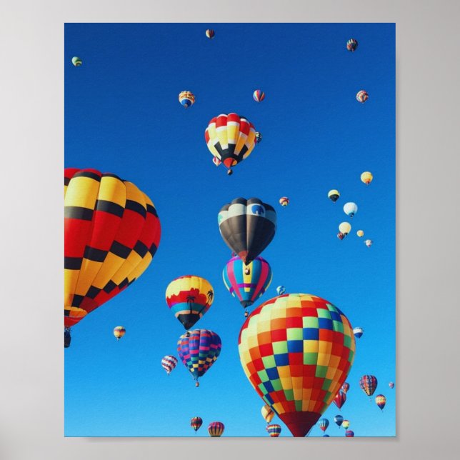 Poster Balões de ar quente Céu azul (Frente)