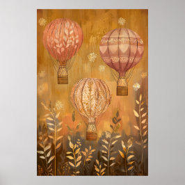 Poster Balões de ar quente flutuantes de 1794
