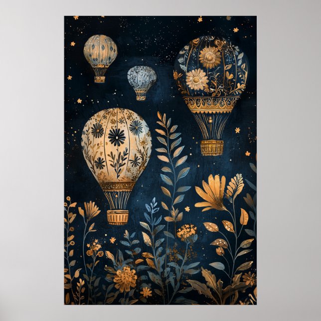 Poster Balões de ar quente flutuantes de 1795 (Frente)