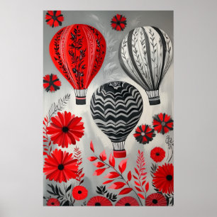 Poster Balões de ar quente flutuantes de 1796