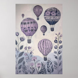 Poster Balões de ar quente flutuantes de 1797