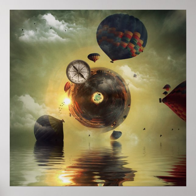 Poster Balões de ar quente vórtice de buraco negro (Frente)