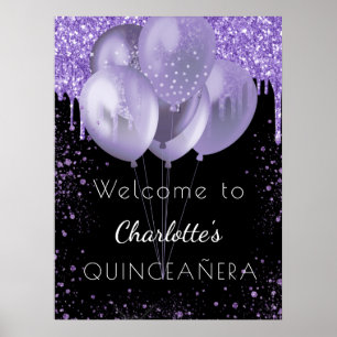 Poster Balões de boas-vindas com violeta negra de Quincea
