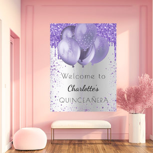 Poster Balões de boas-vindas com violeta prateada de Quin