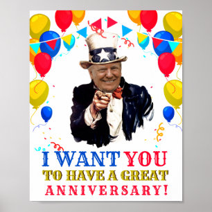 Poster Balões de Celebração do Aniversário de Donald Trum