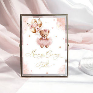 Poster Balões de Urso de Pelúcia Rosa na Mesa dos Desejos