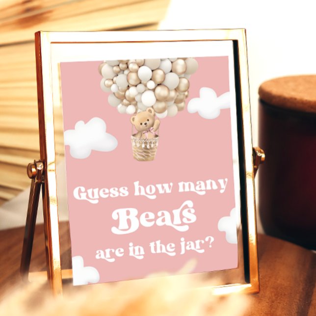 Poster Balões de Urso Rosa-Rosa Adivinham Quantos Ursos (Criador carregado)