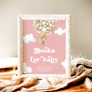 Poster Balões de Urso Rosa-Rosa, Livros para Bebê