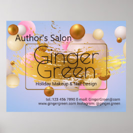 Poster Balões Dourados Azuis Rosa