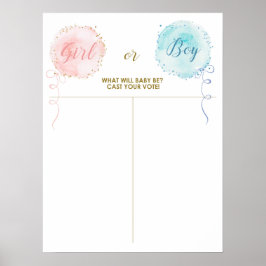 Poster Balões - Faça o seu voto, menina ou menino