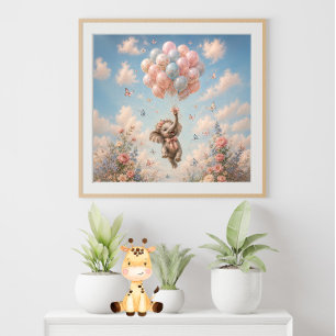 Poster Balões Flutuantes de Elefante Bebê