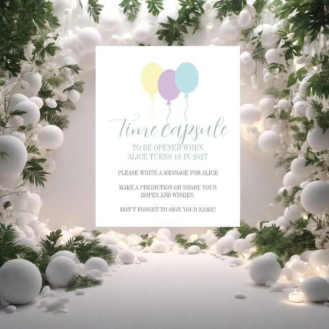 Poster Balões lilases do Pastel primeiro aniversario Temp (Criador carregado)