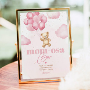 Poster Balões-mãe-bar de ursinho rosa
