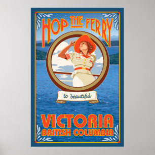 Pôster Balsa da equitação da mulher - Victoria, BC Cana