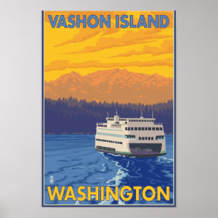 Pôster Balsa e montanhas - ilha de Vashon,