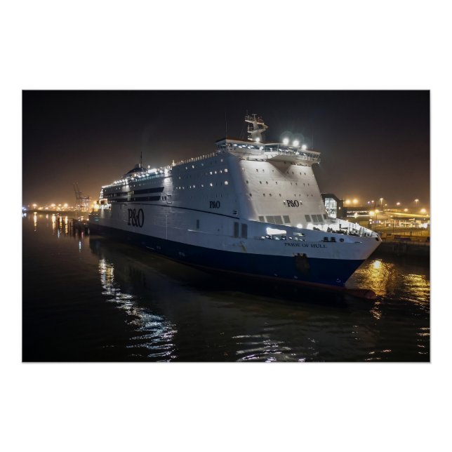 Pôster Balsa P&O Pride of Hull à Noite (Frente)