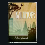 Poster Baltimore Art Deco Design City trabalho de arte -<br><div class="desc">Um poster de viagens retrô perfeito para qualquer um apaixonado por Baltimore, Maryland</div>