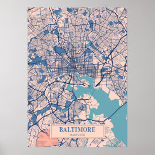 Poster Baltimore - Mapa de Maryland Breezy City