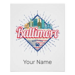 Pôster Baltimore Maryland United States Skyline Vintage
