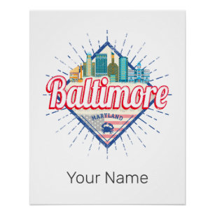 Pôster Baltimore Maryland United States Skyline Vintage