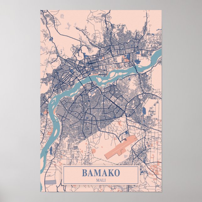 Poster Bamako Mali Breezy City Map Travel (Frente)
