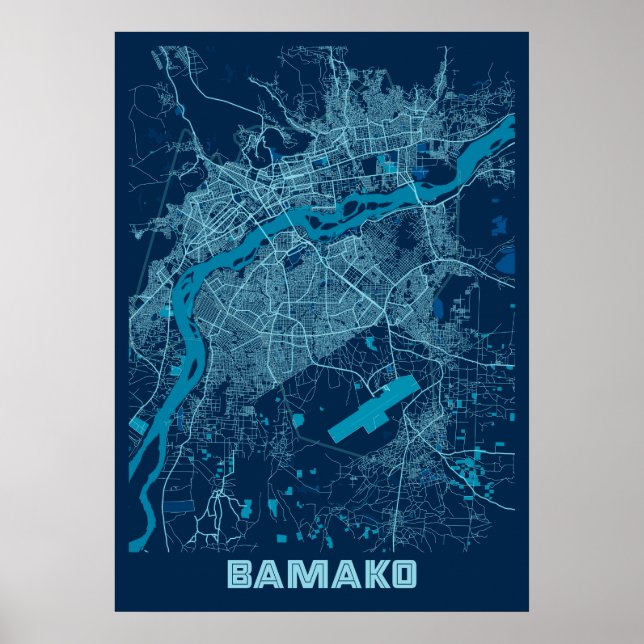 Poster Bamako - Mapa da Cidade de Paz do Mali (Frente)