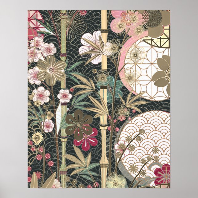 Poster Bamboo Cherry Blossoms Art Deco Designs (Frente)