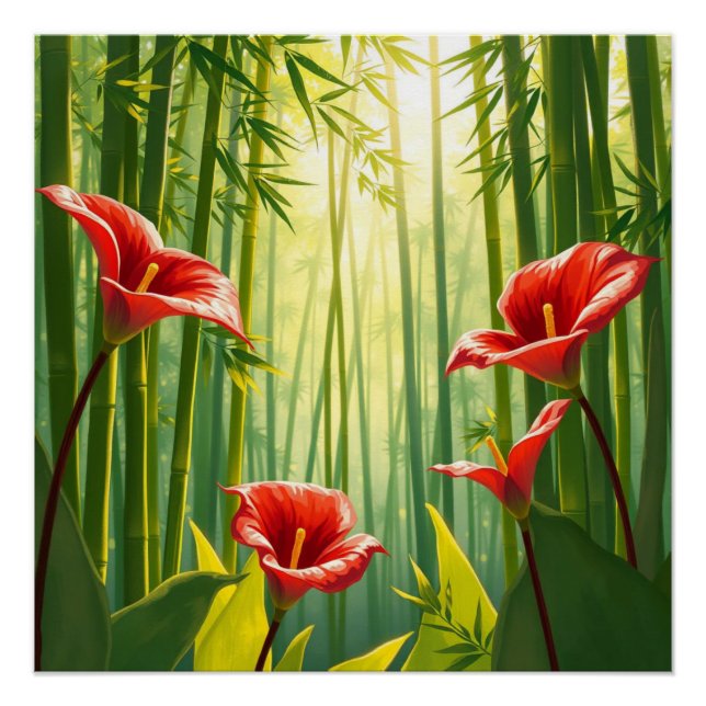 Pôster bamboo forest with red callas (Frente)