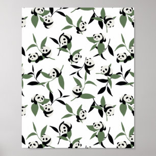 Poster Bamboo Garden White Ver: Panda Bonita Jogando Bamb