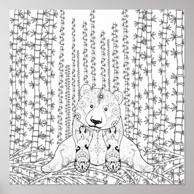 Pôster Bamboo Panda Doodle 2 (Frente)