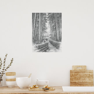 Poster Bamboo Path in Light -Yang | Japanese Zen Wall Art