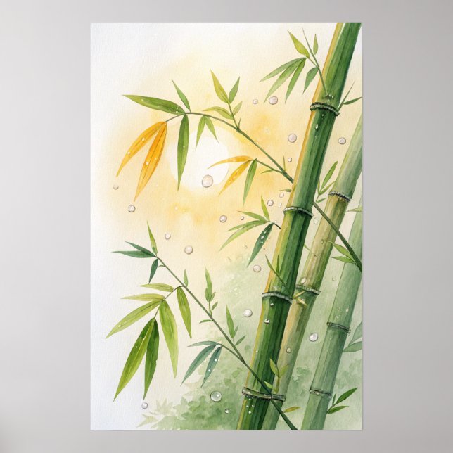 Poster Bamboo Stalks Golden Leaves (Frente)