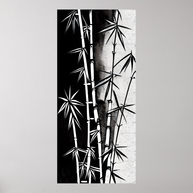 Poster Bambu moderno branco e preto (Frente)