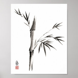 Poster Bambu na Arte com Pincel Chinês em Silêncio