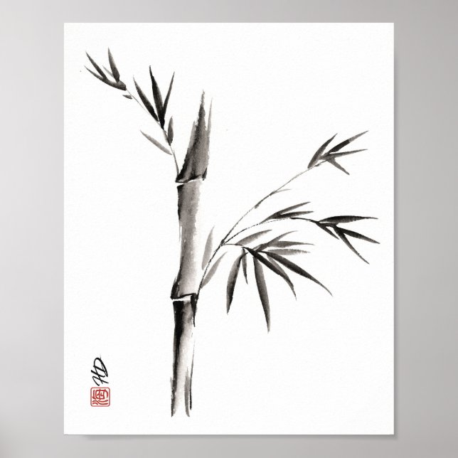 Poster Bambu na Arte com Pincel Chinês em Silêncio (Frente)