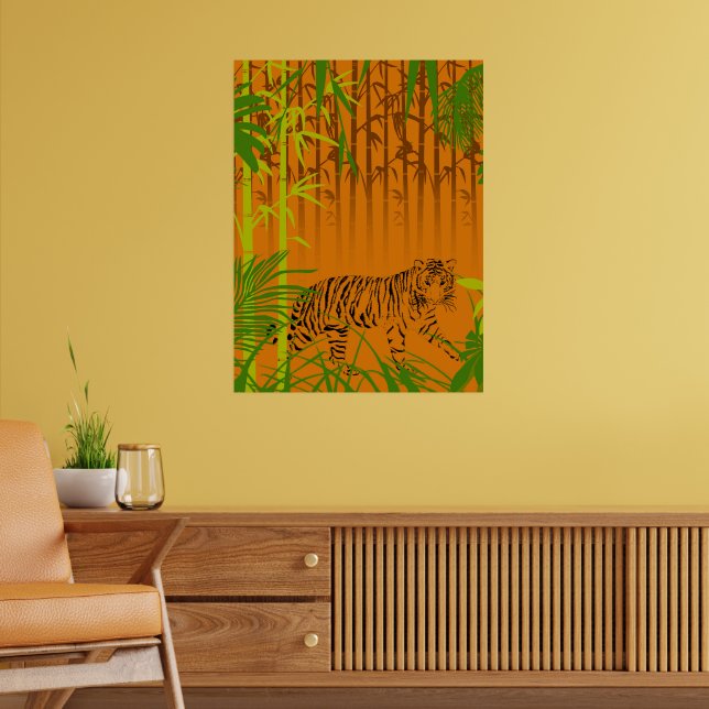 Poster Bambu tropical e leopardo (Sala de Estar 2)