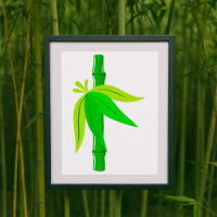 Bambu Verde com Folhas Tropicais