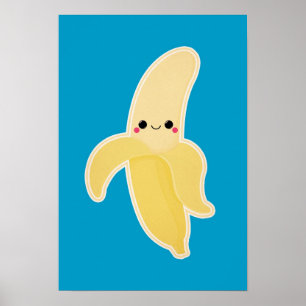 Pôster Banana bonito de Kawaii