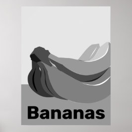 Poster Banana branca e preto clássico