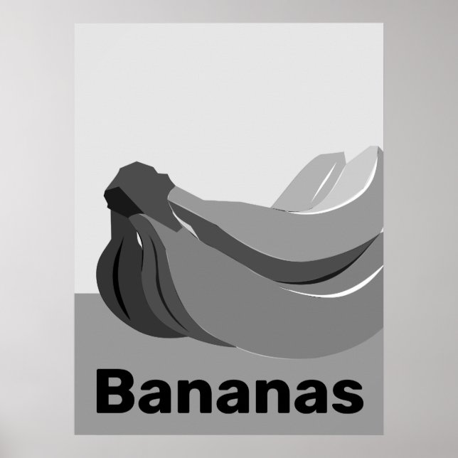 Poster Banana branca e preto clássico (Frente)