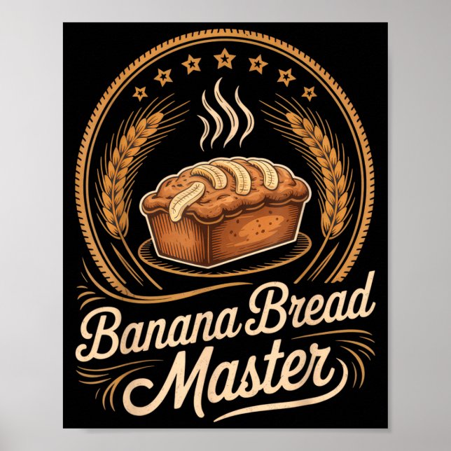 Poster Banana Bread Master Baker Chef Humor Fall Baking L (Frente)