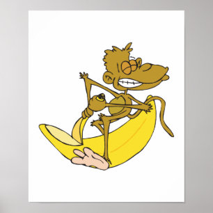 Pôster Banana de descasque de macaco-bobo