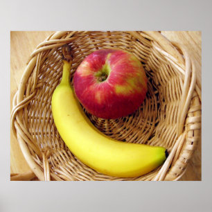 Pôster Banana e Apple em uma cesta