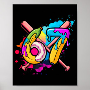 Poster Banana Engraçado de Beisebol 67 Sorvete Pingando M
