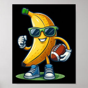 Poster Banana Fofa Jogando Futebol Amante de Frutas Futeb