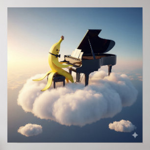 Poster Banana Peel Playing Piano