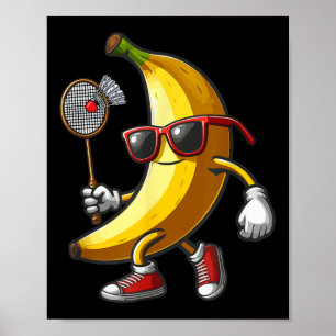 Poster Banana Sungs Jogando Badminton Engraçado Fruta Esp