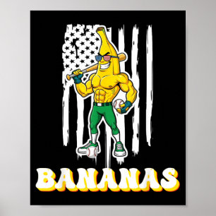 Poster Bananas Engraçadas Gotejantes Bandeira Americana F