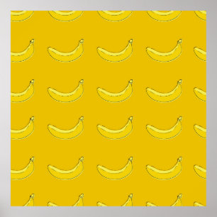 Poster bananas, padrão sem costura com bananas, fundo de 